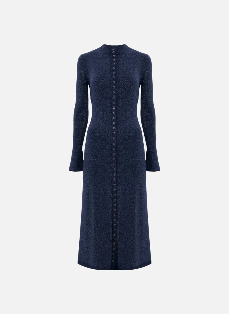 Lichi  Viscose midi dress with small matching buttons for Women | Best Price UAE