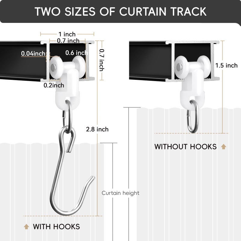 TEAKMAMA Ceiling Curtain Track, Curtain Track with Roller Hooks, 6ft - 9ft Ceiling Mounted Rail Set for Room Divider, Black - Image 2