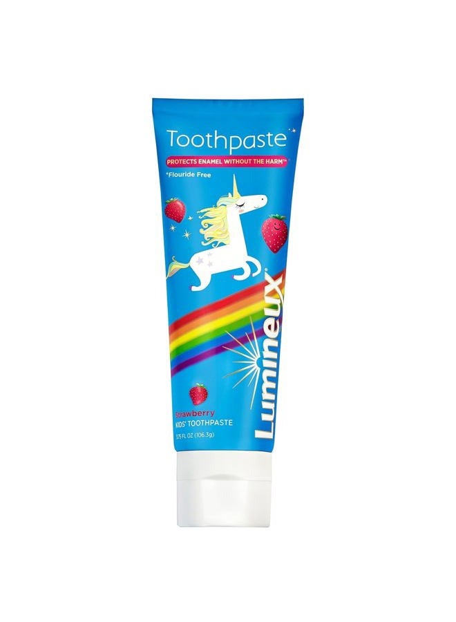 Lumineux Dentist Formulated Kids Toothpaste, Strawberry Flavor & Unicorn Approved - Certified Non-Toxic, Fluoride Free & SLS Free - 3.75 Oz - Image 1