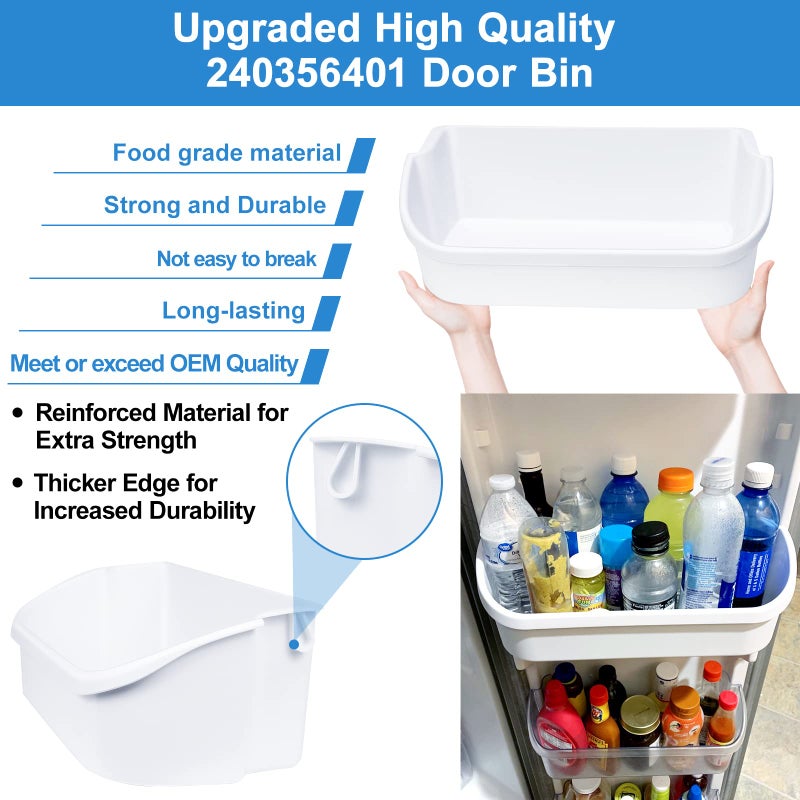 Alvar [2 PACK] UPGRADED 240356401 Refrigerator Door Bin Compatible with Frigidaire Door Shelf Replacement Parts AP2116036 Frigidaire Gallery Shelf Replacement FFHS2611PFEA FFHS2611LBRA FFSS2614QS4A Door Bin - Image 4