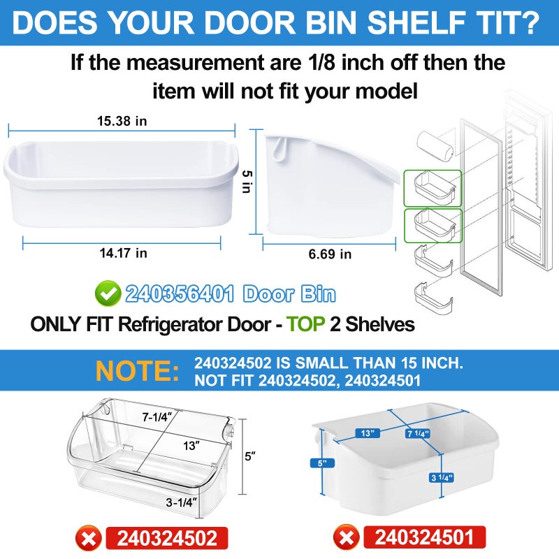 Alvar [2 PACK] UPGRADED 240356401 Refrigerator Door Bin Compatible with Frigidaire Door Shelf Replacement Parts AP2116036 Frigidaire Gallery Shelf Replacement FFHS2611PFEA FFHS2611LBRA FFSS2614QS4A Door Bin - Image 2