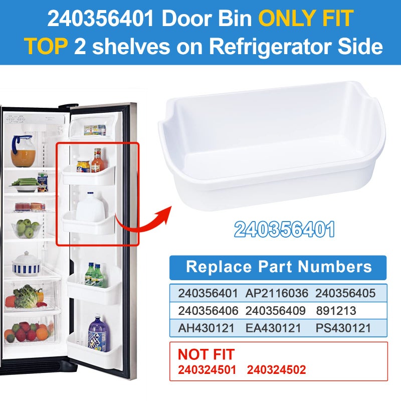 Alvar [2 PACK] UPGRADED 240356401 Refrigerator Door Bin Compatible with Frigidaire Door Shelf Replacement Parts AP2116036 Frigidaire Gallery Shelf Replacement FFHS2611PFEA FFHS2611LBRA FFSS2614QS4A Door Bin - Image 3