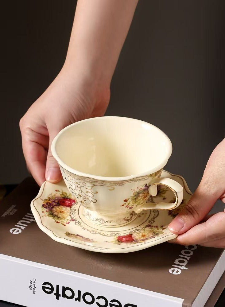 Elegant Flower Porcelain Tea/Coffee Cup and Saucer Set 7.2cm*10.8  - Image 5
