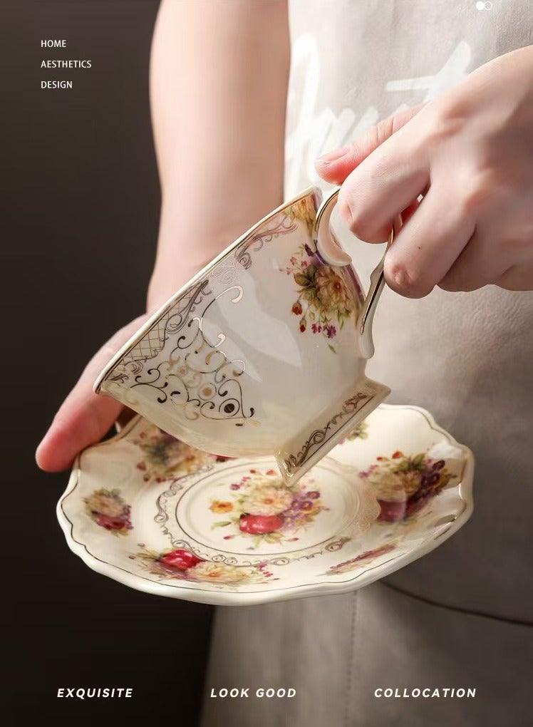 Elegant Flower Porcelain Tea/Coffee Cup and Saucer Set 7.2cm*10.8  - Image 4