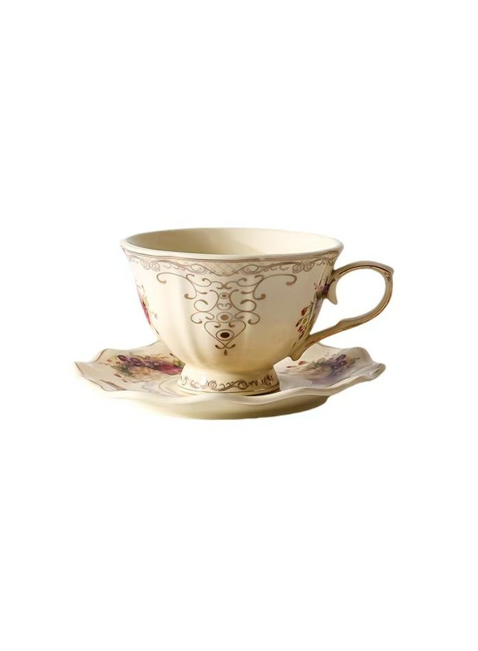 Elegant Flower Porcelain Tea/Coffee Cup and Saucer Set 7.2cm*10.8  - Image 1
