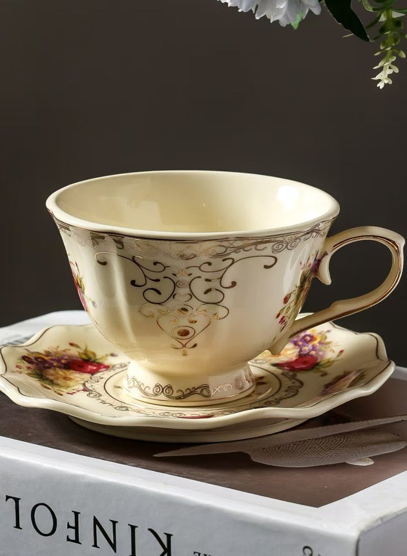 Elegant Flower Porcelain Tea/Coffee Cup and Saucer Set 7.2cm*10.8  - Image 2