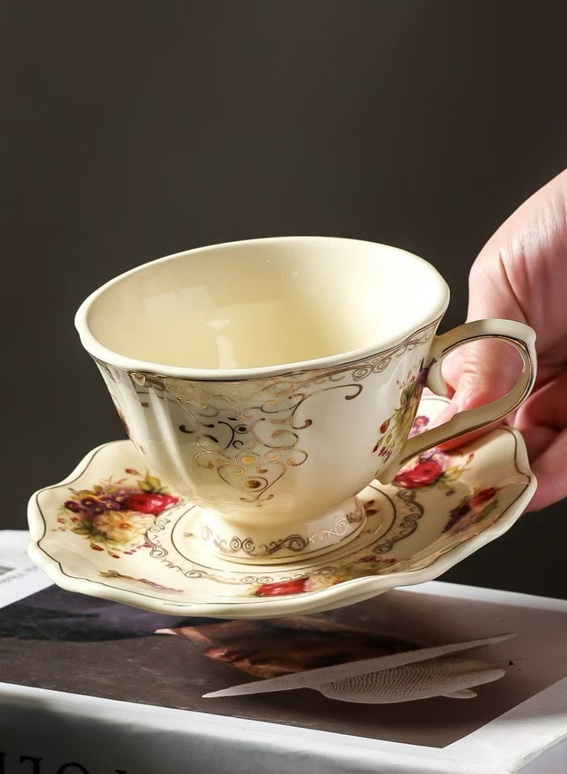 Elegant Flower Porcelain Tea/Coffee Cup and Saucer Set 7.2cm*10.8  - Image 3