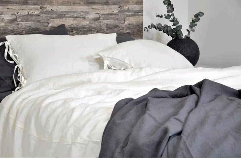 LINENWALAS 100% Cotton Percale Pillow Covers with Envelope Closure & Aesthetic Decorative Tie Design – Soft, Crisp, Breathable Hotel Quality Pillowcases – Set of 2 (20x36 inch) – White - Image 2