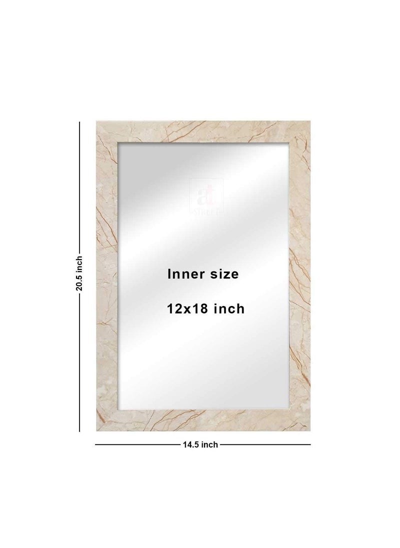 Art Street Art Street Marble Finish Wall Decorative Mirror for Home and Bathroom - 12X18 Inchs, Color -Beige  - Image 2