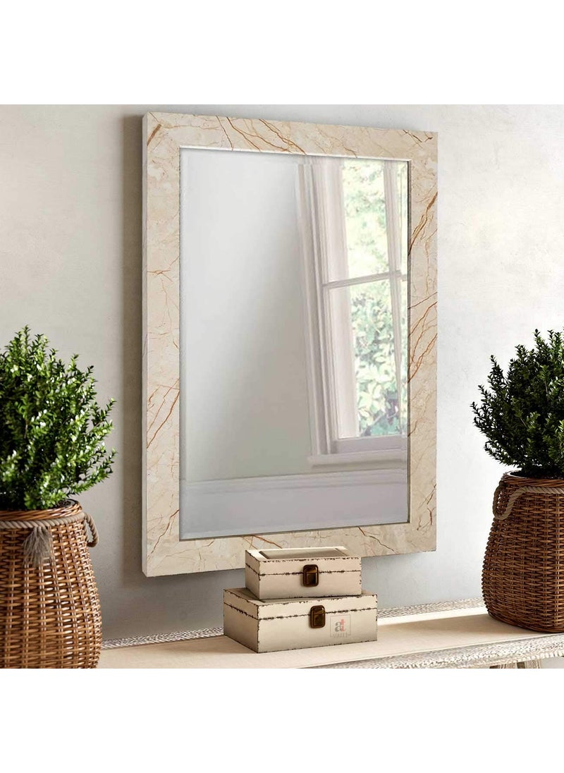 Art Street Art Street Marble Finish Wall Decorative Mirror for Home and Bathroom - 12X18 Inchs, Color -Beige  - Image 1