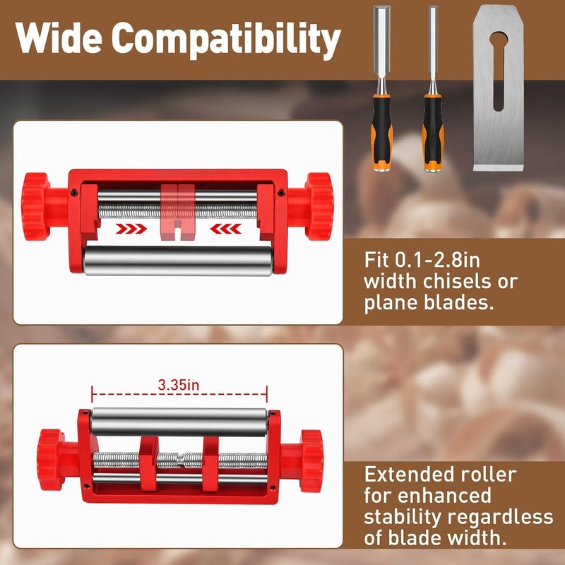 Gohelper Chisel Sharpening Jig, Wood Honing Guide for Chisels and Planes Width 0.1" to 2.8" with Sharpening Angle Fixture, Angle Gauge from 10Â° to 45Â°(With 1 Sharpening Stone) - Image 3