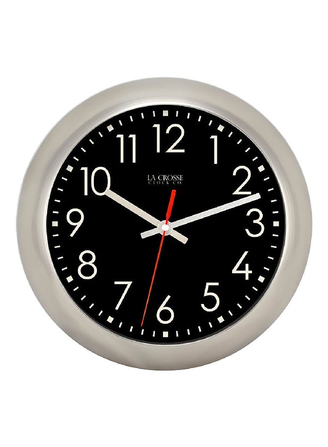 Equity Round Analog Quartz Movement Wall Clock Silver and Black 11 x 1.77 x 11 Inch 20802. - Image 1