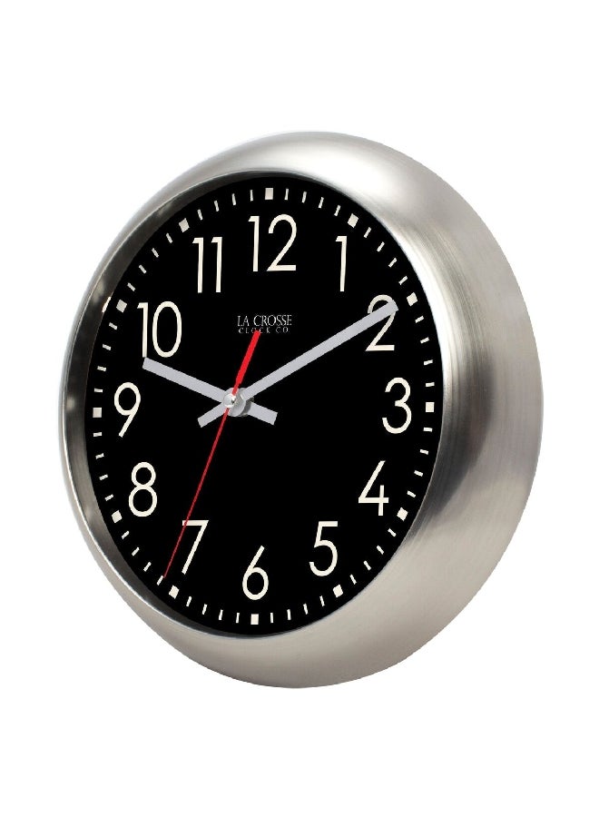Equity Round Analog Quartz Movement Wall Clock Silver and Black 11 x 1.77 x 11 Inch 20802. - Image 2