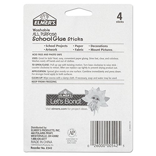 Elmer's All Purpose School Glue Sticks, Clear, Washable, 4 Pack, 0.24-ounce sticks - Image 4