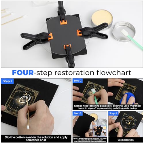 FETUSI Card Care Clean Kit,17-in-1 Card Cleaning and Polishing Restoration Kit, Trading Card Cleaning Kit with Fixing Jig and EVA Shaping Foam, Suitable for PSA Rated Card Care - Image 4