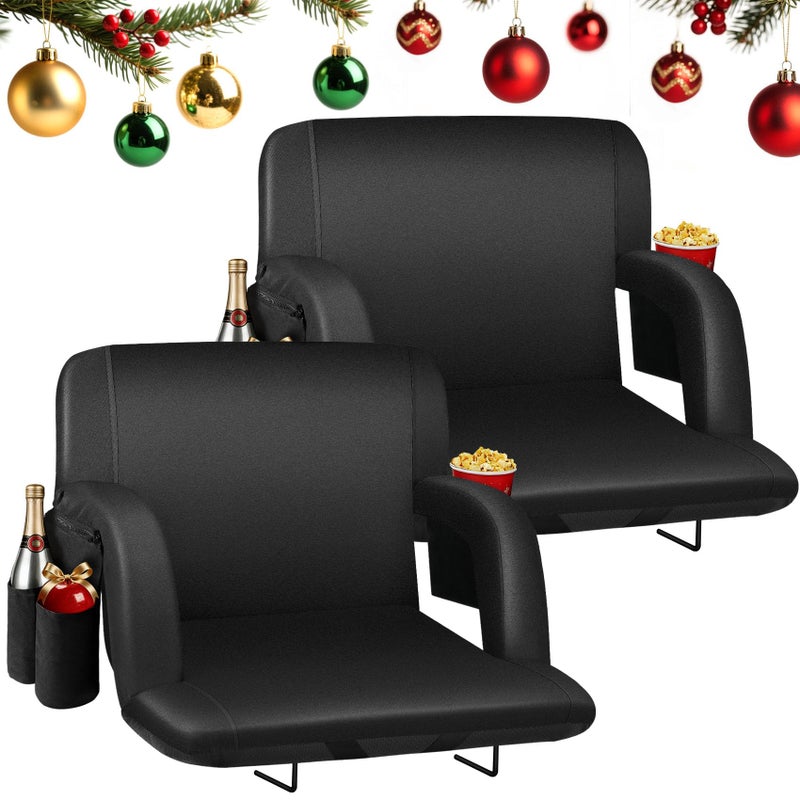 HOPERAN 23" Stadium Seats for Bleachers with Back Support 2 Pack, Half-fold Portable Bleacher Chairs with Back and Cushion, 600D Waterproof Reclining Extra Wide Bleacher Seat for Outdoor Sports - Image 1