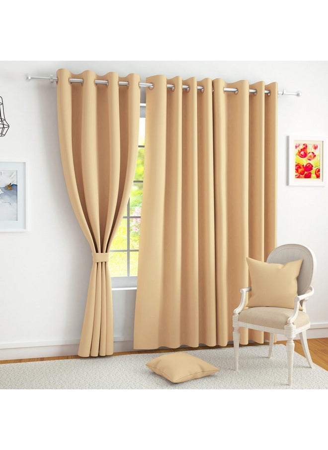 Story@Home Story@Home Blackout Window Curtains 5 feet Set of 3 | Plain Printed | 70% Room Darkening | Thermal Insulated Curtains | Curtain for Living Room | (116 x 152 cm, Cream) | Perfect for Home Decor  - Image 1