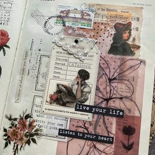CATaireen 56pcs Travel Scrapbook Vintage Paper Stickers Decoupage Add On Items Embellishments Chipboard Mixed Media Supplies Card Stock Paper - Image 5