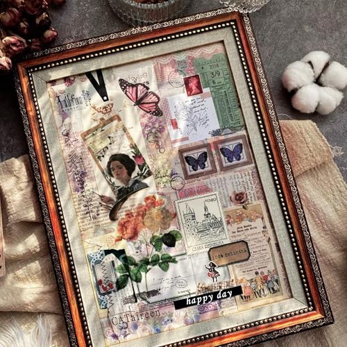 CATaireen 56pcs Travel Scrapbook Vintage Paper Stickers Decoupage Add On Items Embellishments Chipboard Mixed Media Supplies Card Stock Paper - Image 3