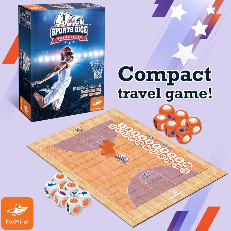 FoxMind Games: Sports Dice Basketball, a Fast-paced dice Game for Kids and Adults. Race to Score Points and Win The Game. Easy to Learn, exciting to Play. 2–4 Players Ages 8+ - Image 2