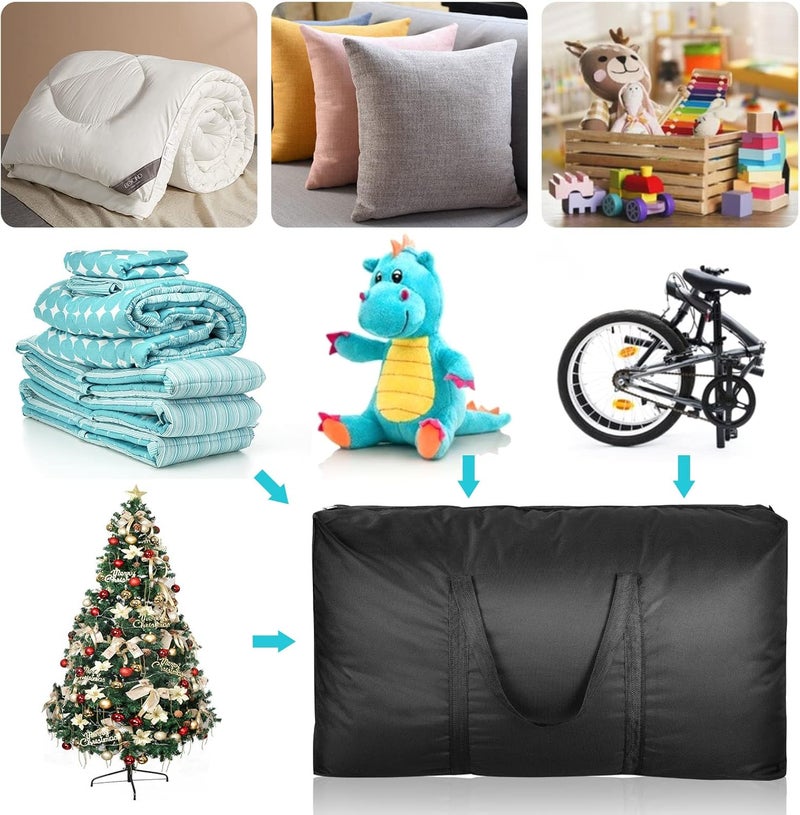 4 Pack 110L Large Clothes Storage Bag, Oxford Fabric Strong Storage Moving Bags with Zips, Under Bed Storage Box with Lid for Duvet, Blankets, Laundry - Image 5