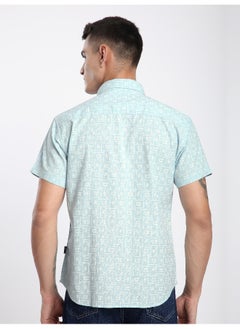 Beyoung Blue Grid Lock Half Sleeve Cotton Shirt  - Image 3