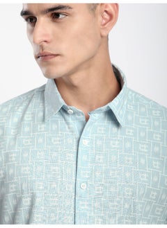 Beyoung Blue Grid Lock Half Sleeve Cotton Shirt  - Image 1