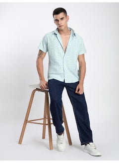 Beyoung Blue Grid Lock Half Sleeve Cotton Shirt  - Image 4
