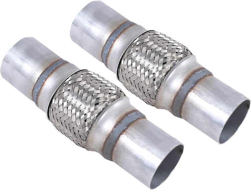 FGJQEFG 2PCS Exhaust Flex Pipe Stainless Steel Braid 2" x 4" w/Ends 8" Long - Image 1