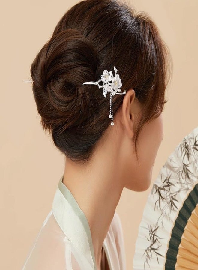 vinsiora Silver Flower Hairpins for Women, Wedding Hairpins, Bridesmaids Hairpins - Image 3