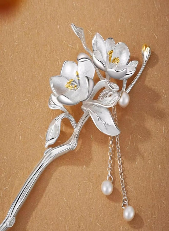 vinsiora Silver Flower Hairpins for Women, Wedding Hairpins, Bridesmaids Hairpins - Image 4