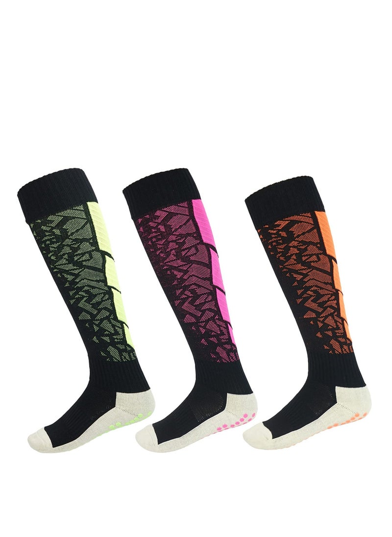 Generic Non Slip Compression Socks, Long Anti Skid Tube Socks Grip Knee High Sports Soccer Socks, Durable Heavy Weight Grip Socks, Breathable Fabric, Tight and Strechy Material, Used as Yoga, Soccer (3 Pair)  - Image 2