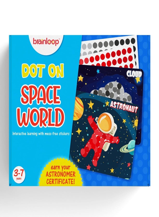 Brainloop Dot On Sticker Activity - Space World, Mess-Free Fun for Kids, 12 Sticker Sheets, Craft Kits, DIY Activity, Travel Toys, Gifts for Boys & Girls Ages 3, 4, 5, 6, 7 - Image 1