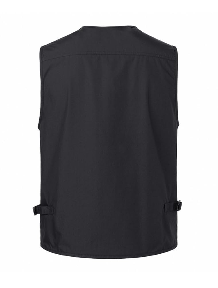 PASOK Men's Work Fishing Vests Lightweight Safari Travel Hunting Waistcoat With Multi-Pockets Black L - Image 3