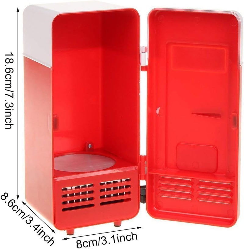 ThreeH New Mini Red USB Fridge Cooler Beverage Drink Cans Cooler/Warmer Refrigerator for Laptop PC Computer Red H-UF05Red - Image 1