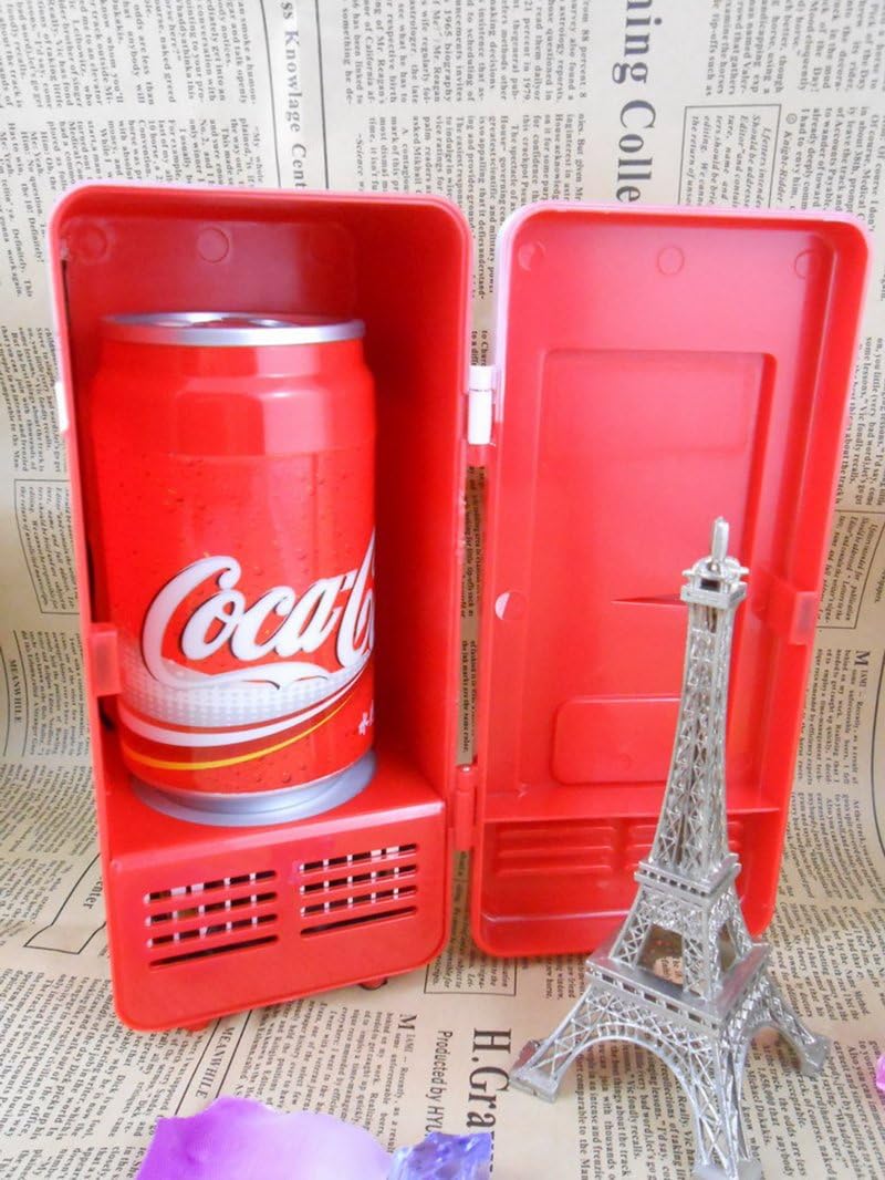 ThreeH New Mini Red USB Fridge Cooler Beverage Drink Cans Cooler/Warmer Refrigerator for Laptop PC Computer Red H-UF05Red - Image 4