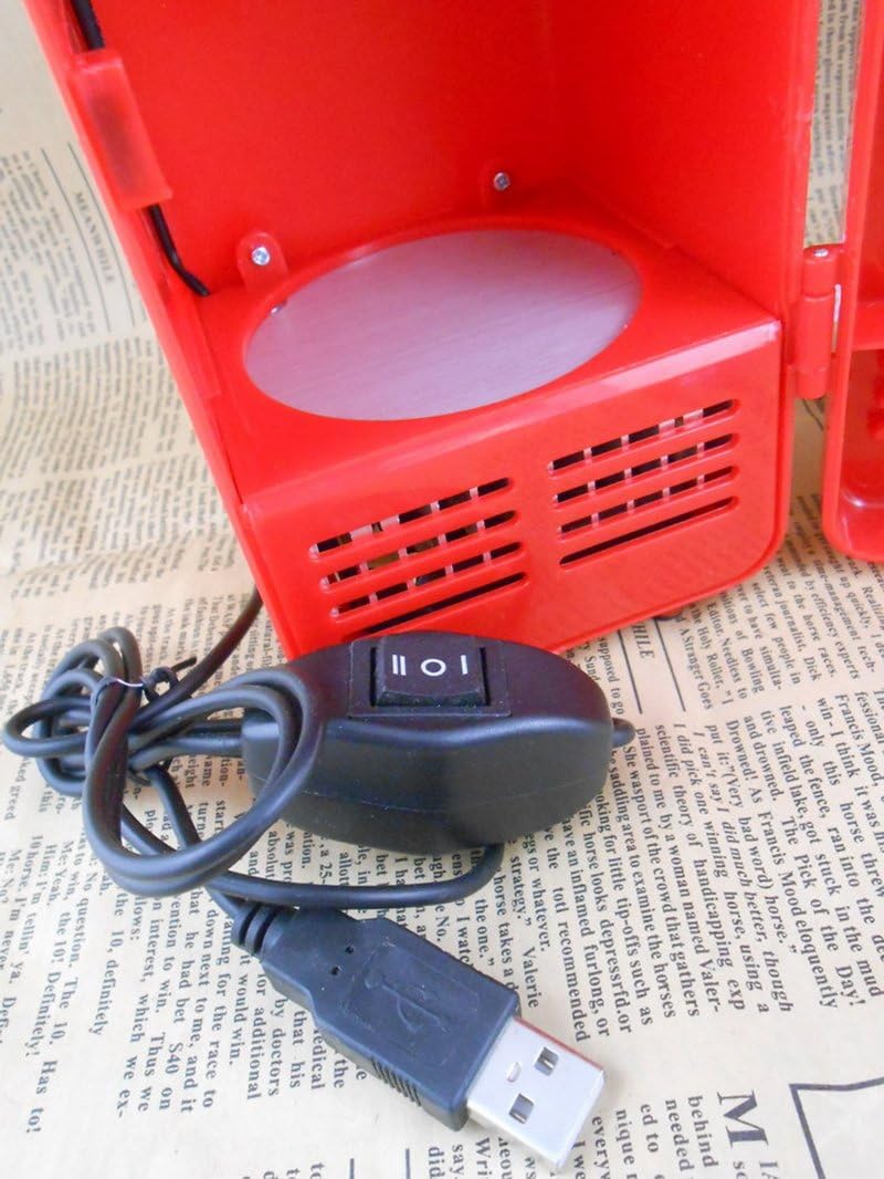 ThreeH New Mini Red USB Fridge Cooler Beverage Drink Cans Cooler/Warmer Refrigerator for Laptop PC Computer Red H-UF05Red - Image 5