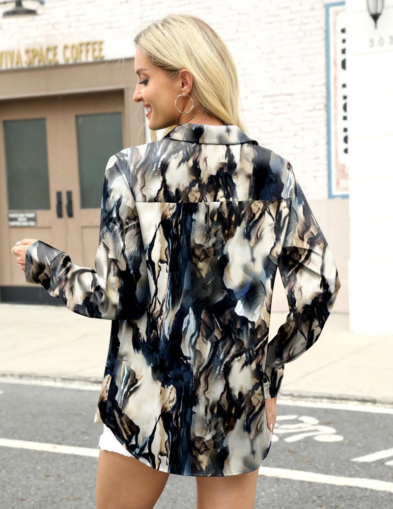 Zeagoo Satin Blouses for Women Silk Button Down Shirts Long Sleeve Business Casual Tops - Image 4