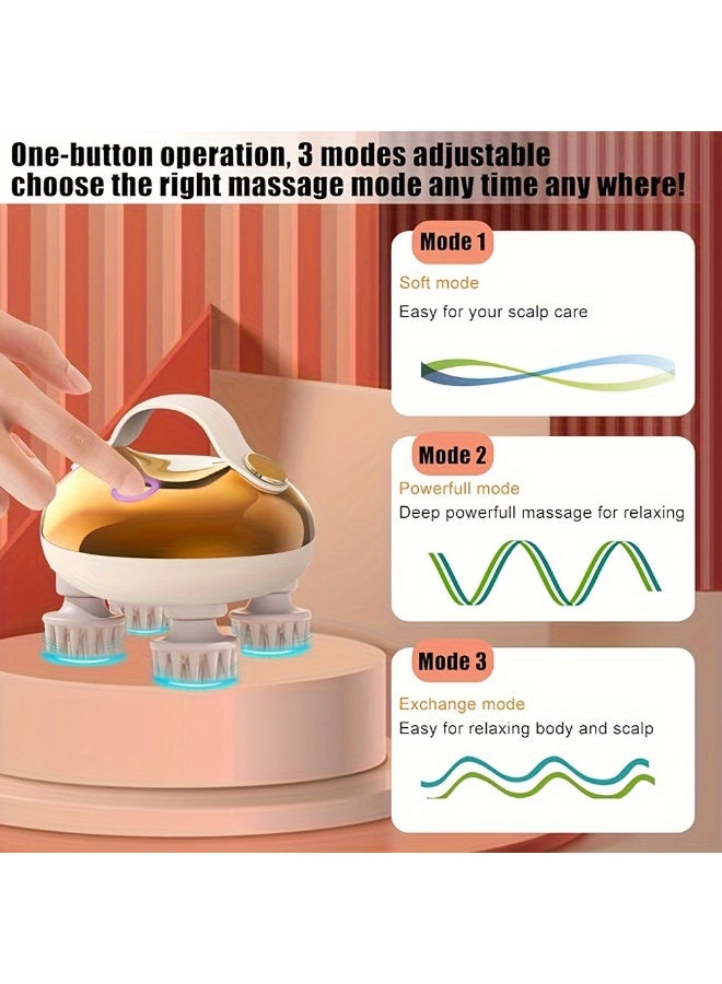 NIBEMINENT 1pc Electric Scalp Massager, Portable Rechargeable, Handheld Anti-Drop Silicone Band with 8 Removable Massage Paws, 3 Speed Modes And 2 Massage Styles, Ideal Gift for Women, Men, Dogs Cats Pets Massager  - Image 4