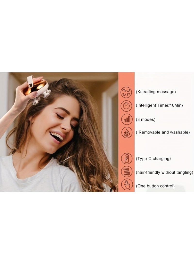 NIBEMINENT 1pc Electric Scalp Massager, Portable Rechargeable, Handheld Anti-Drop Silicone Band with 8 Removable Massage Paws, 3 Speed Modes And 2 Massage Styles, Ideal Gift for Women, Men, Dogs Cats Pets Massager  - Image 3