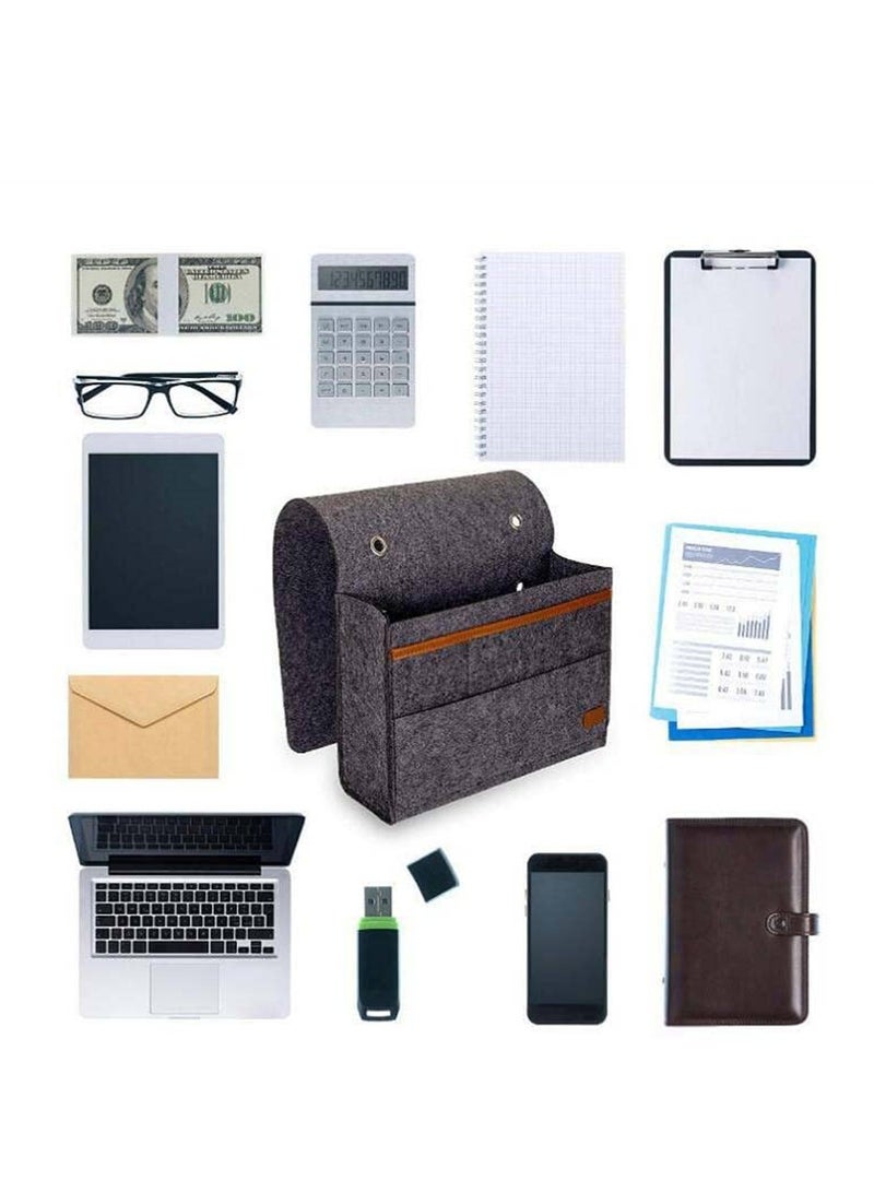 Multi-Purpose Felt Bedside Caddy, Perfect Organizer for Books, Tablets, Remotes and Phones, Fits Any Bed Rail, Sofa, or Bunk Bed - Image 2