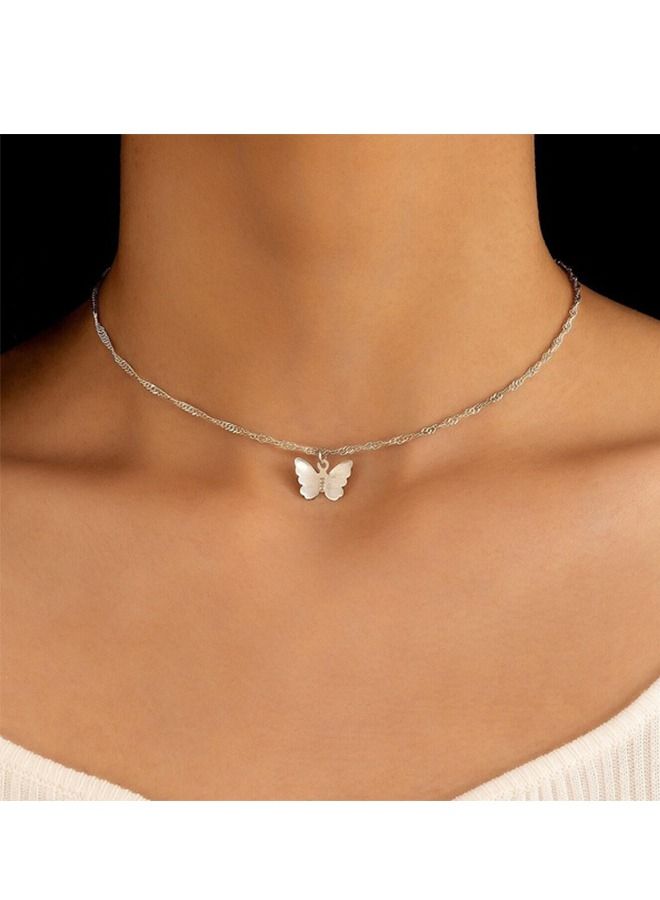 Silver necklace with unique butterfly design pendant