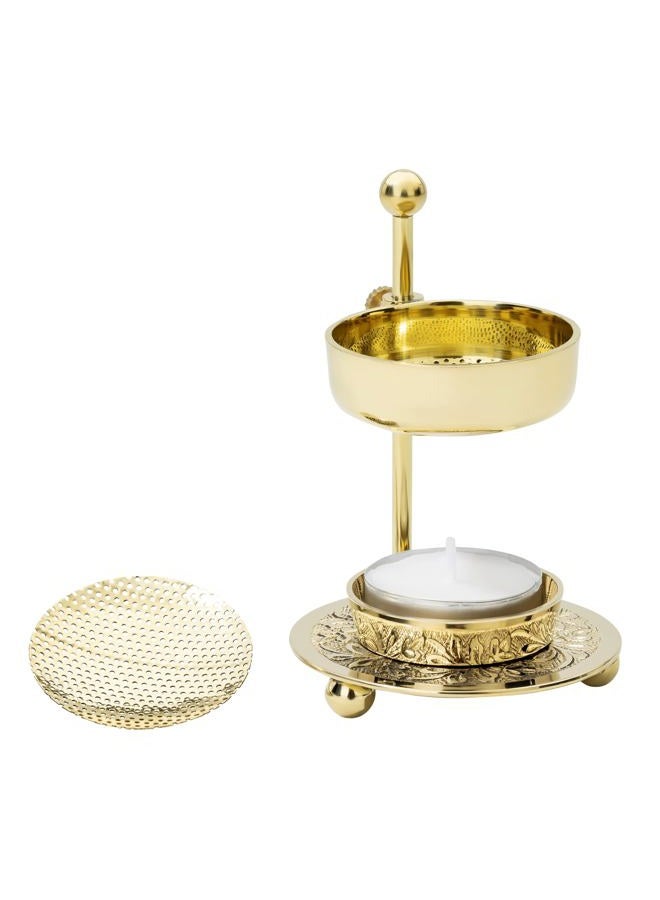 MaMeMi Incense Warmer with Brass Strainer Gold [Handmade, Adjustable Height 11 cm] Adjustable Incense Burner for Gentle Smoking with Tea Light (Included) - Image 1