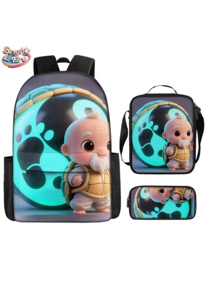 Bright Li Fire Unlock the new fashion of childish fun! Three-piece set of bags, cartoon elements for children and teenagers (students, children, friends' outings, mountain climbing, schooling, etc. can be used) - 109 - Image 1