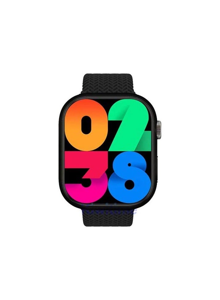 W&O X9ultra watch  Compatible with Android and iOS devices, allowing seamless integration with most smartphones. Additional features: Supports wireless charging, NFC, GPS, app notifications, making calls, music control, and IP68 water resistance. Black color - Image 3