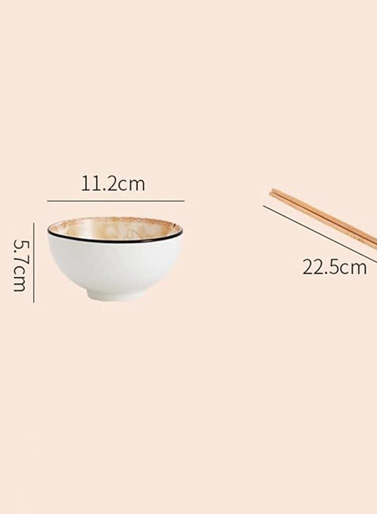 Ceramic Rice Bowl, Camellia Pattern Set of 6 Small Bowls, Dinnerware Bowls Serving Bowls for Cereal, Soup, Dessert, Snack, Fruit Kitchen Bowl with Chinese Chopsticks  - Image 4