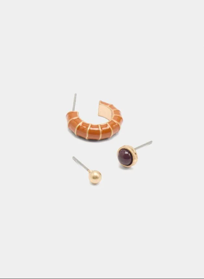 بارفوا مجموعة أقراط بالمينا متعددة الألوان