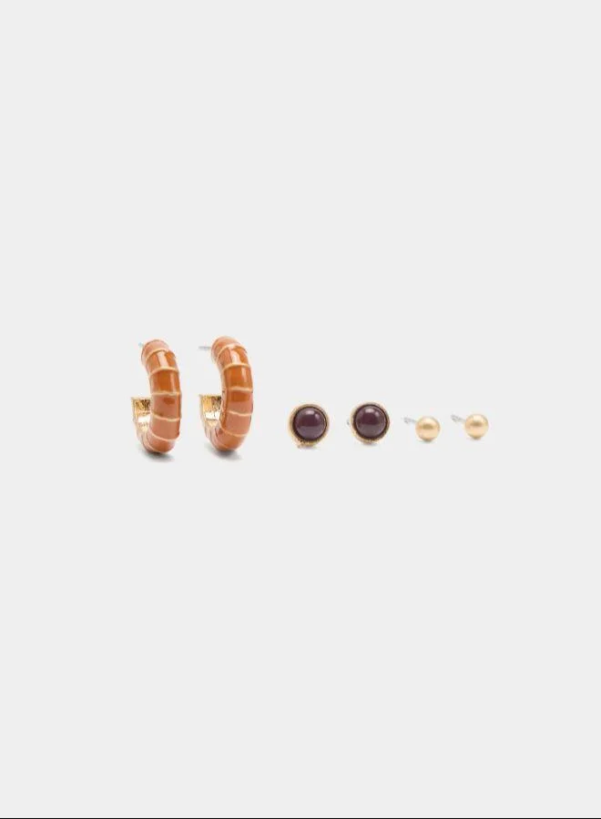 بارفوا مجموعة أقراط بالمينا متعددة الألوان