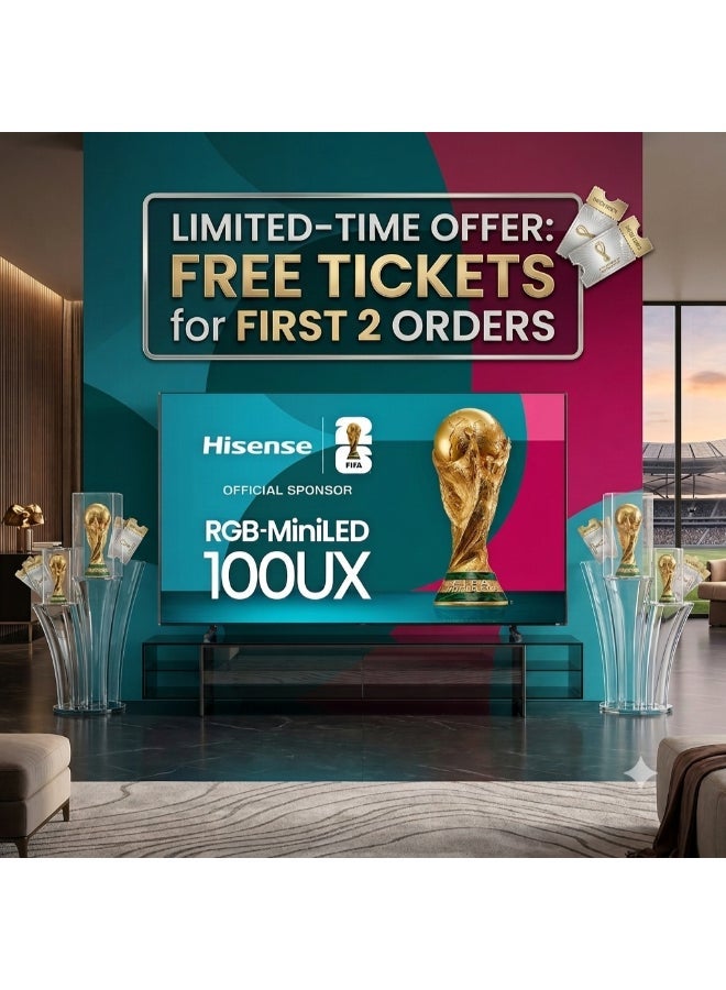 Hisense 100-Inch Premium UX Series RGB-MiniLED 4K UHD HDR Google Smart TV(100UX, 2025) - RGB MiniLED, Up to 8000 nits, 3D Color Master Pro, Native 165Hz Panel, 6.2.2 CineStage X, 2 Year Warranty 100UX black - Image 2