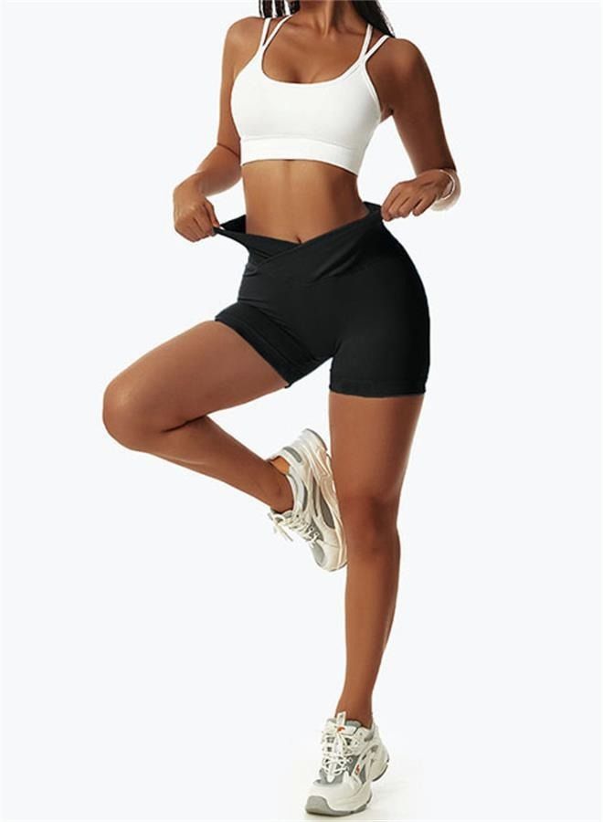 NIBEMINENT Women's Elastic Fitness Yoga Shorts High Waist Hip Lifting Running Tight Seamless Pleated Cycling  - Image 5